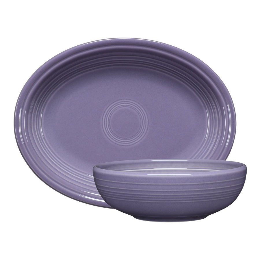 Lavender 2-Piece Serve Set 11 5/8 Inch Oval Platter & 38 OZ Bistro Bowl