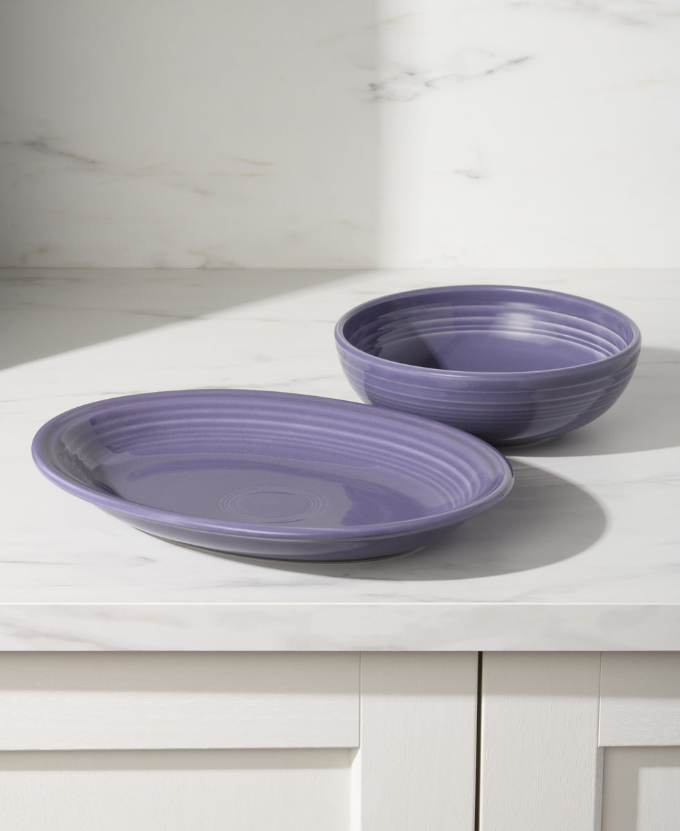 Lavender 2-Piece Serve Set 11 5/8 Inch Oval Platter & 38 OZ Bistro Bowl