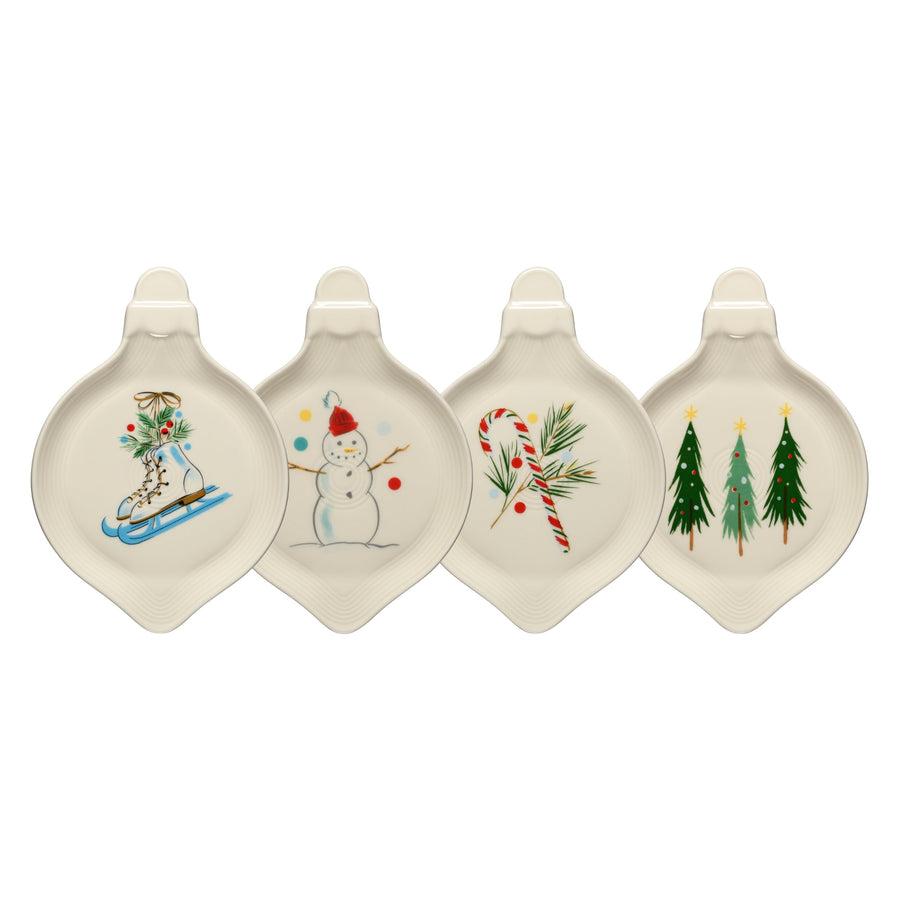 Jolly Christmas Set of 4 8 3/4 Inch Ornament Shaped Plates