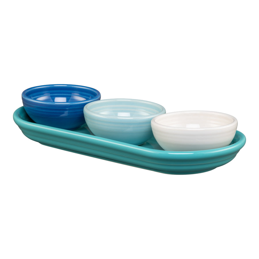 Coastal Blues Mixed Colors 4-Piece Condiment Set
