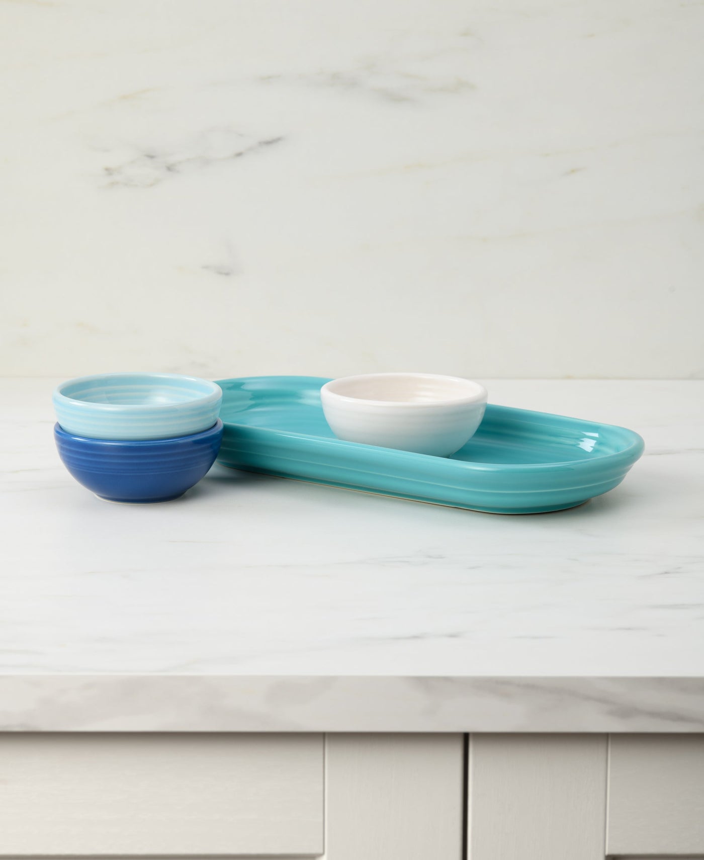 Coastal Blues Mixed Colors 4-Piece Condiment Set