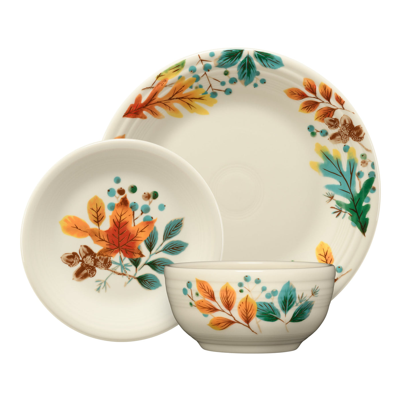 Autumn Fields Classic Bistro Coupe 3-Piece Dinnerware Set, Service for 1