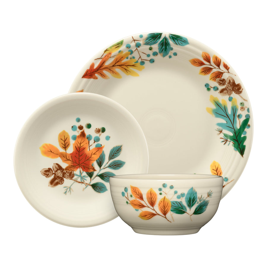 Autumn Fields Classic Bistro Coupe 3-Piece Dinnerware Set, Service for 1