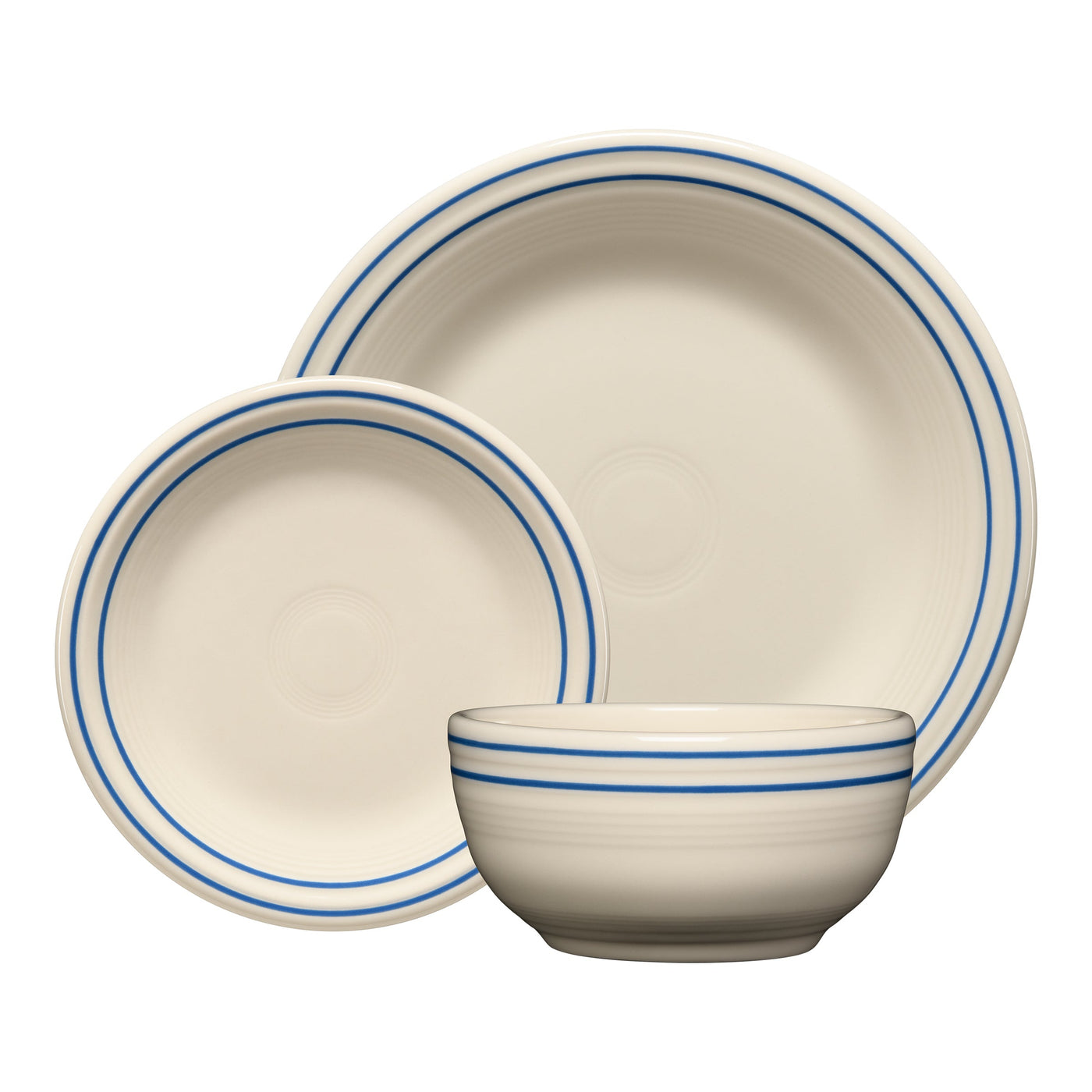 Americana Lapis Band Classic Bistro 3-Piece Dinnerware Set, Service For 1