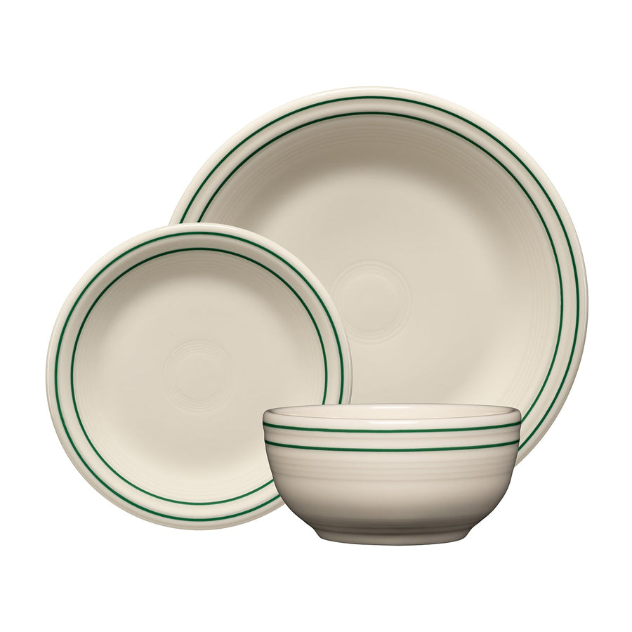 Americana Jade Band Classic Bistro 3-Piece Dinnerware Set, Service For 1