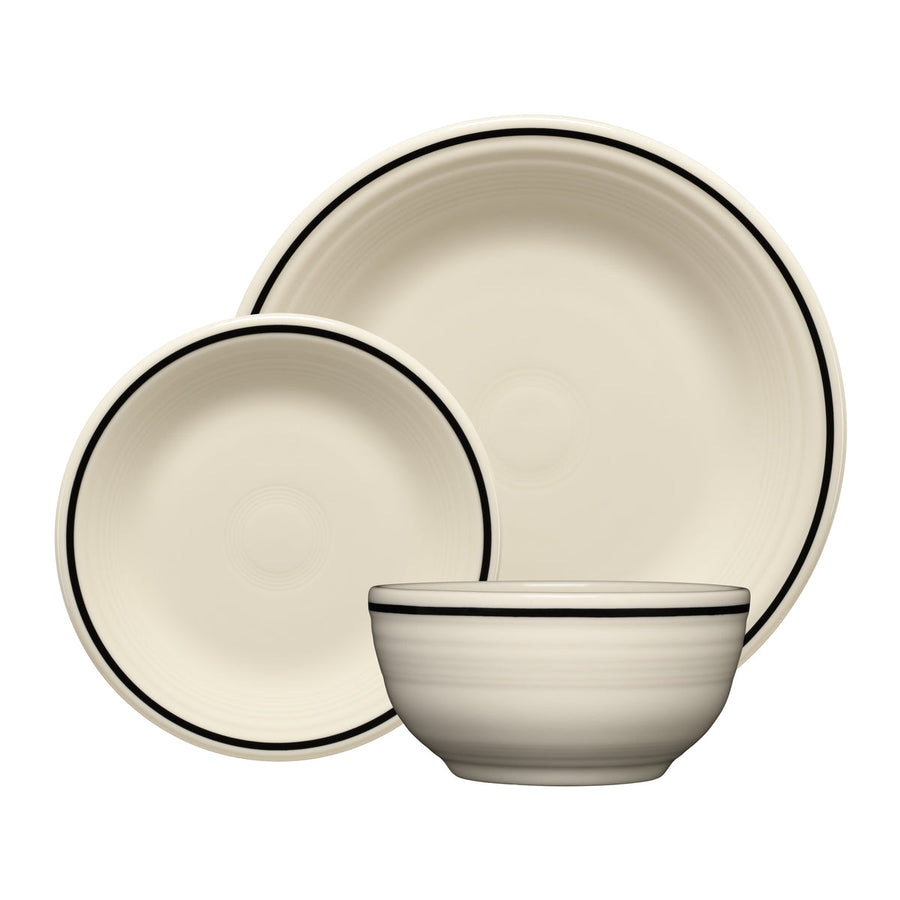 Black Band Classic Bistro 3-Piece Dinnerware Set, Service For 1