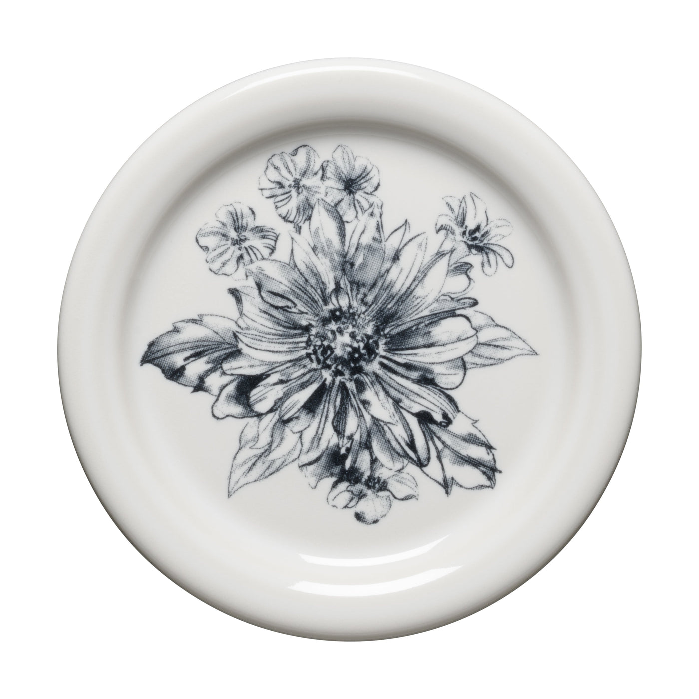 Botanical Floral Black 4 3/8 Inch Coaster and Mug Cover