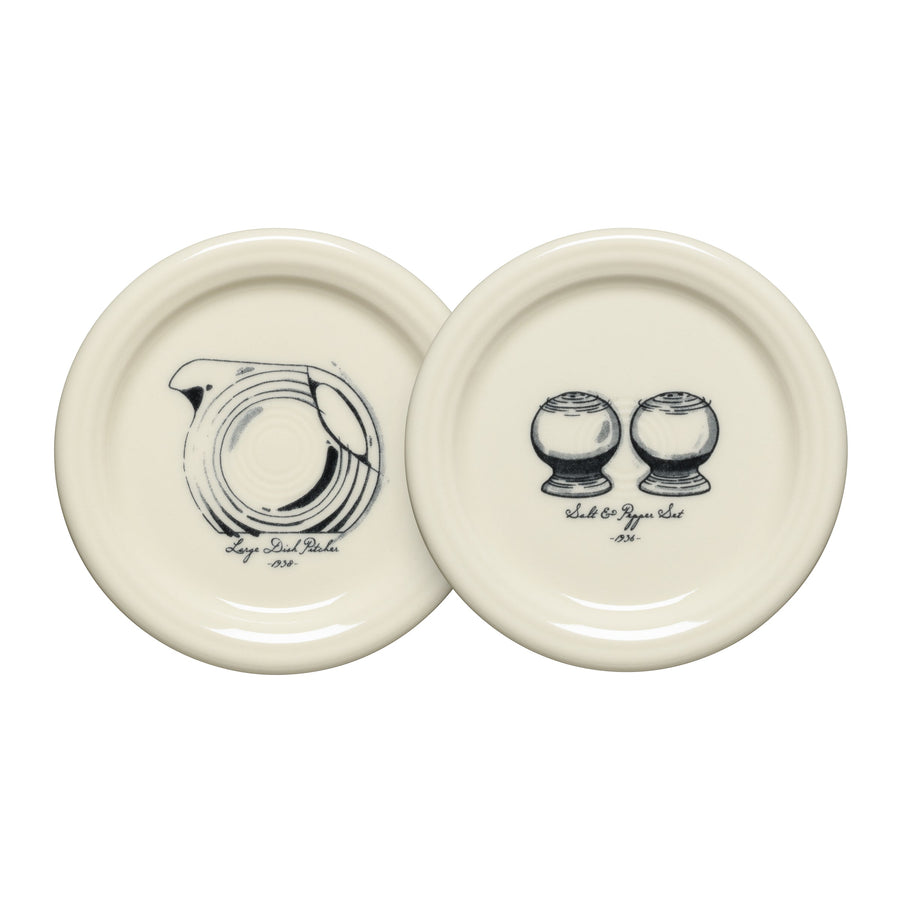 Icons Disk Pitcher and Salt and Pepper, Set of 2, 4 3/8 Inch Coaster and Mug Covers, Set 1
