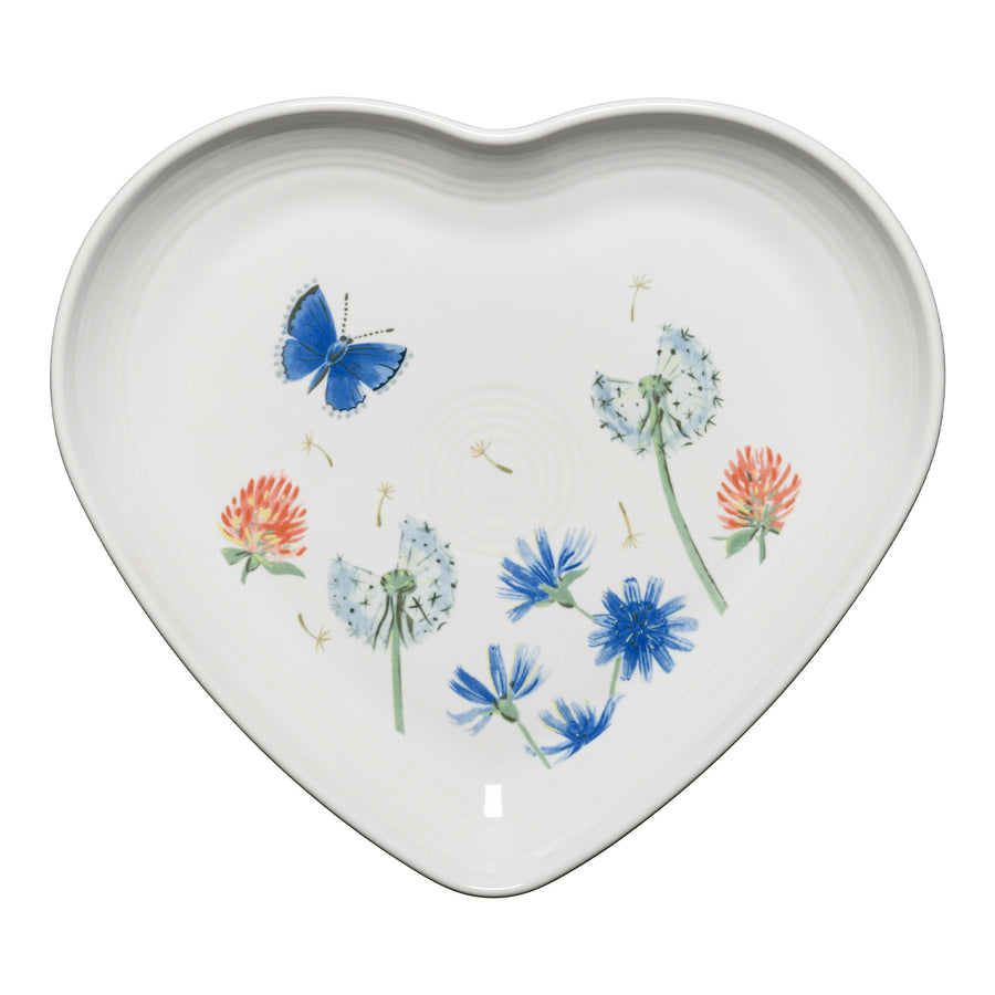 Retired Breezy Floral 9 Inch Heart Shaped Plate