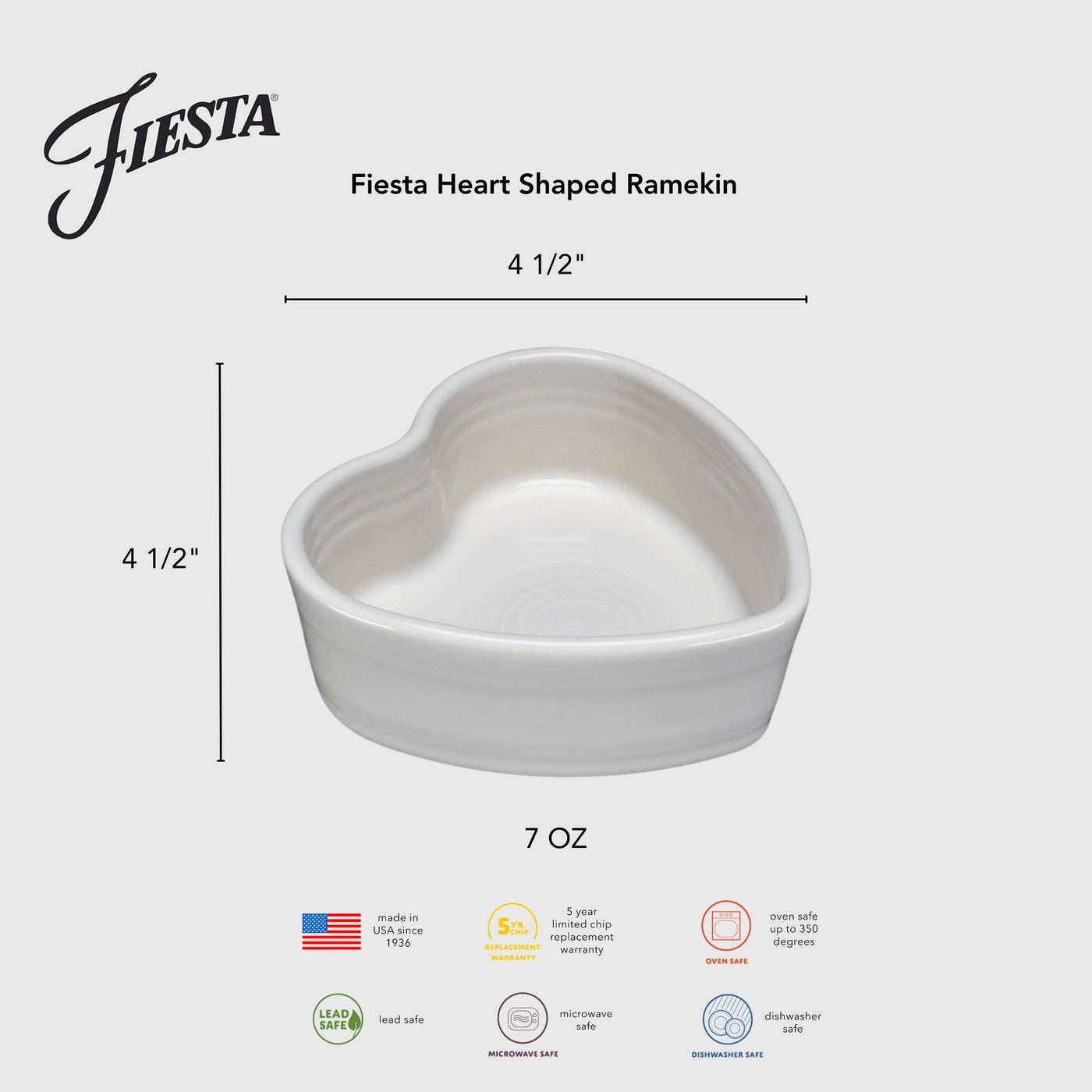Lavender 7 OZ Heart Shaped Ramekin 4 1/2 Inch