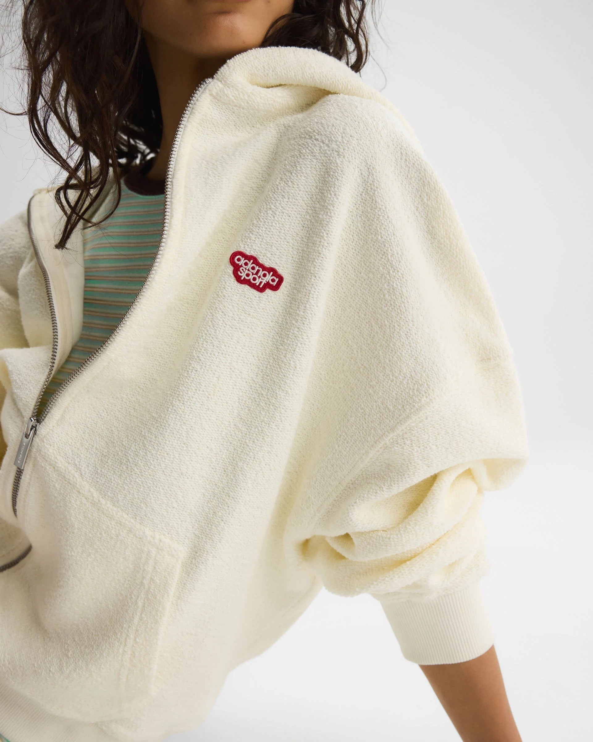 AS Reverse Loopback Zip Through Hoodie - Marshmallow White