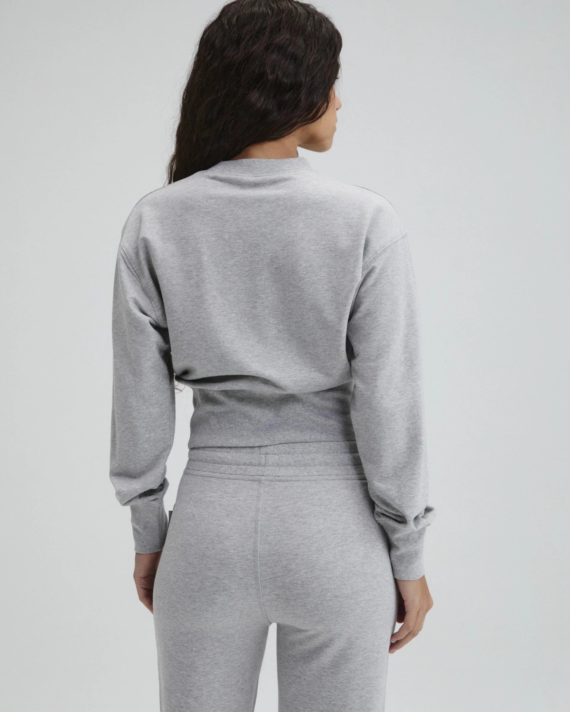 Modal Cinch Hem Sweatshirt - Light Grey Melange