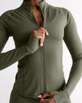 Ultimate Long Sleeve Zip Up Top - Olive Green