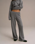 Cable Knit Straight Leg Trousers - Dark Grey Melange