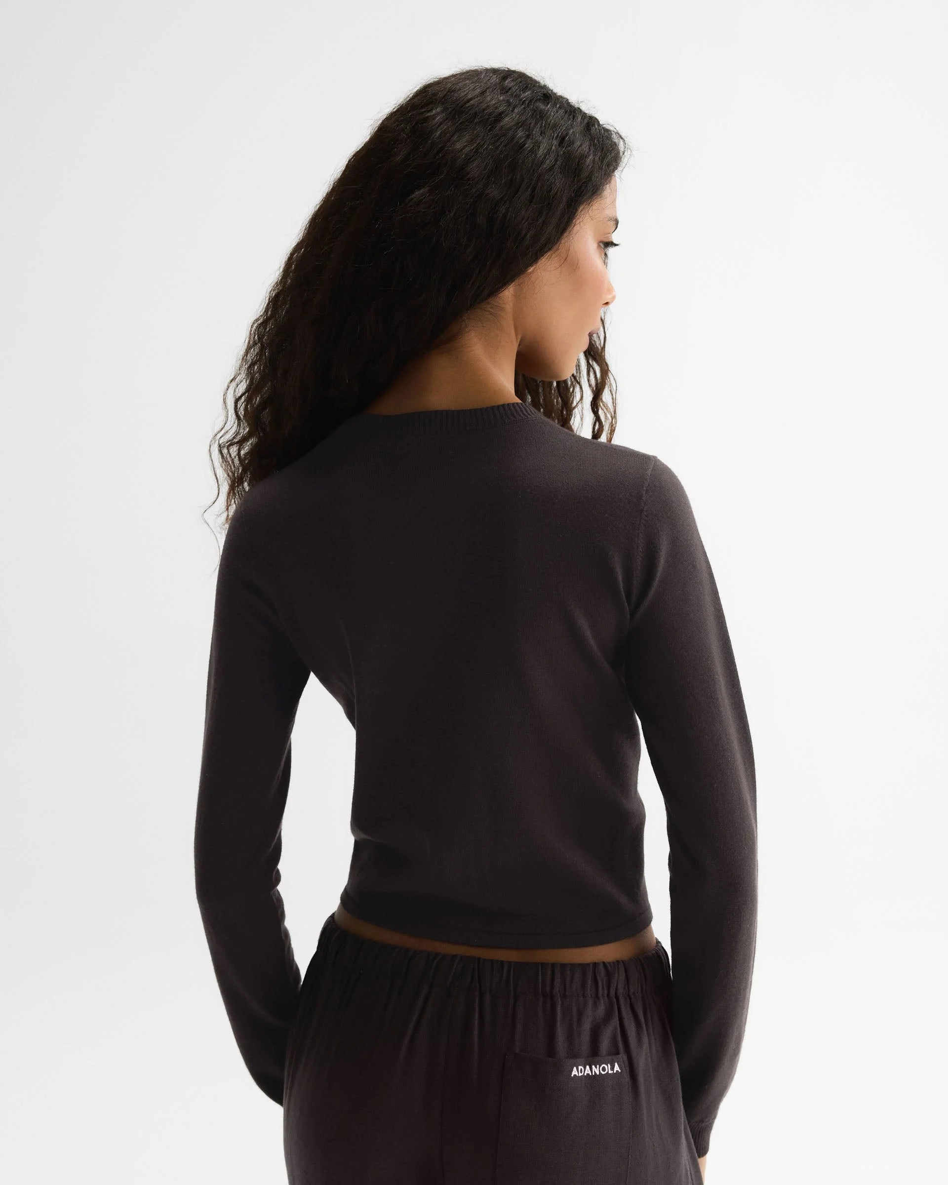Knit Snap Button Cardigan - Coffee Bean