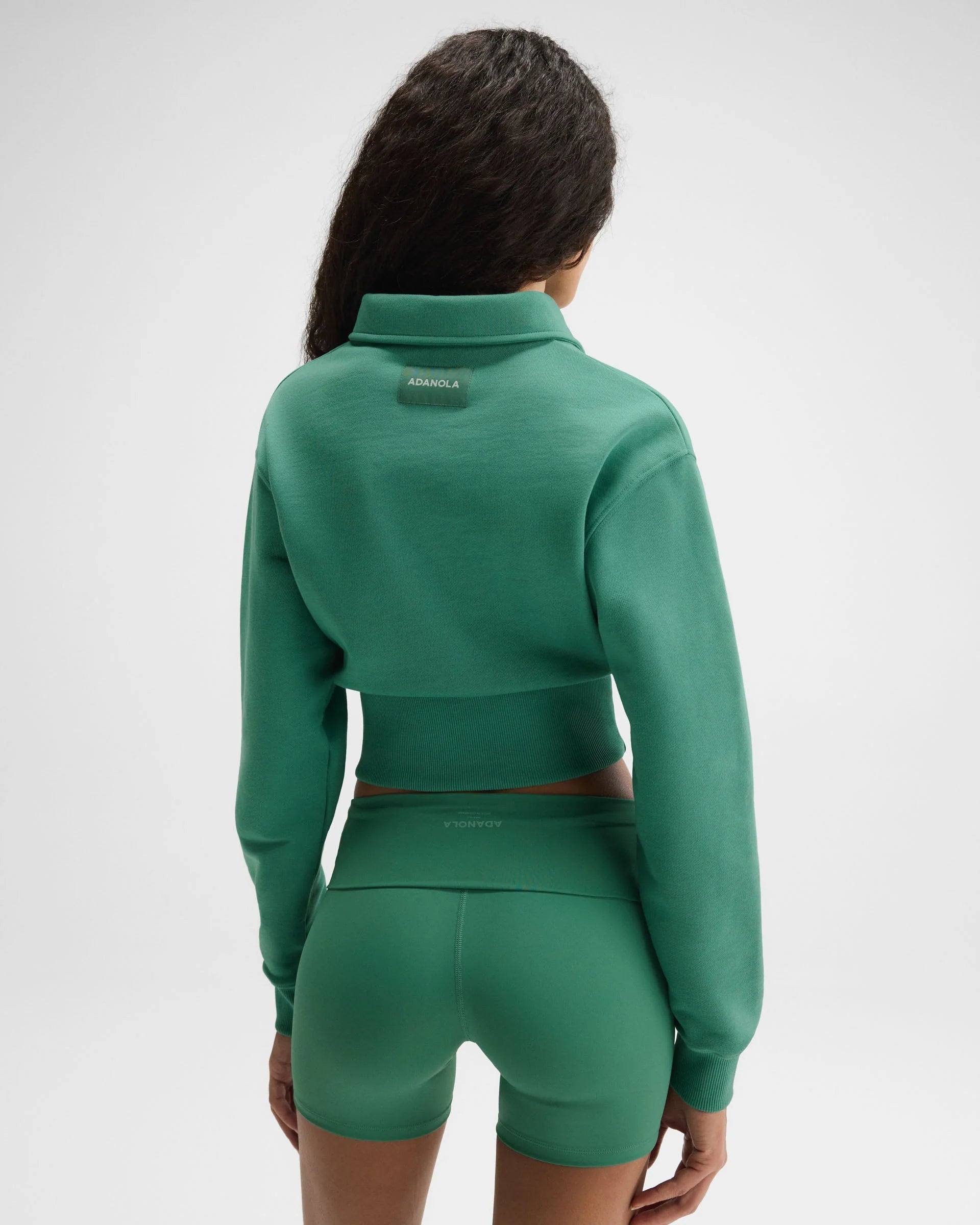 Jersey Cinched Waist Polo Sweatshirt - Eucalyptus Green