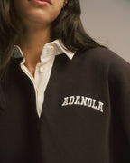 Varsity Oversized Rugby Top - Coffee Bean