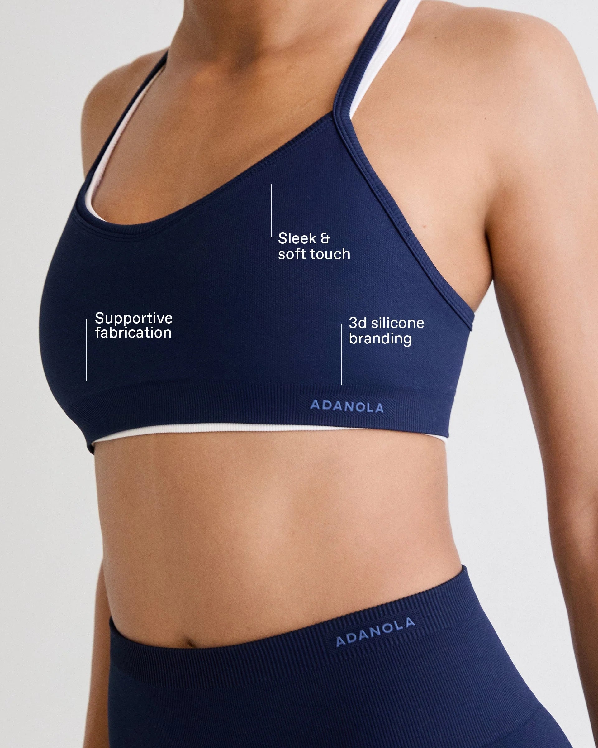 Classic Seamless Cross Back Bra - Navy Blue
