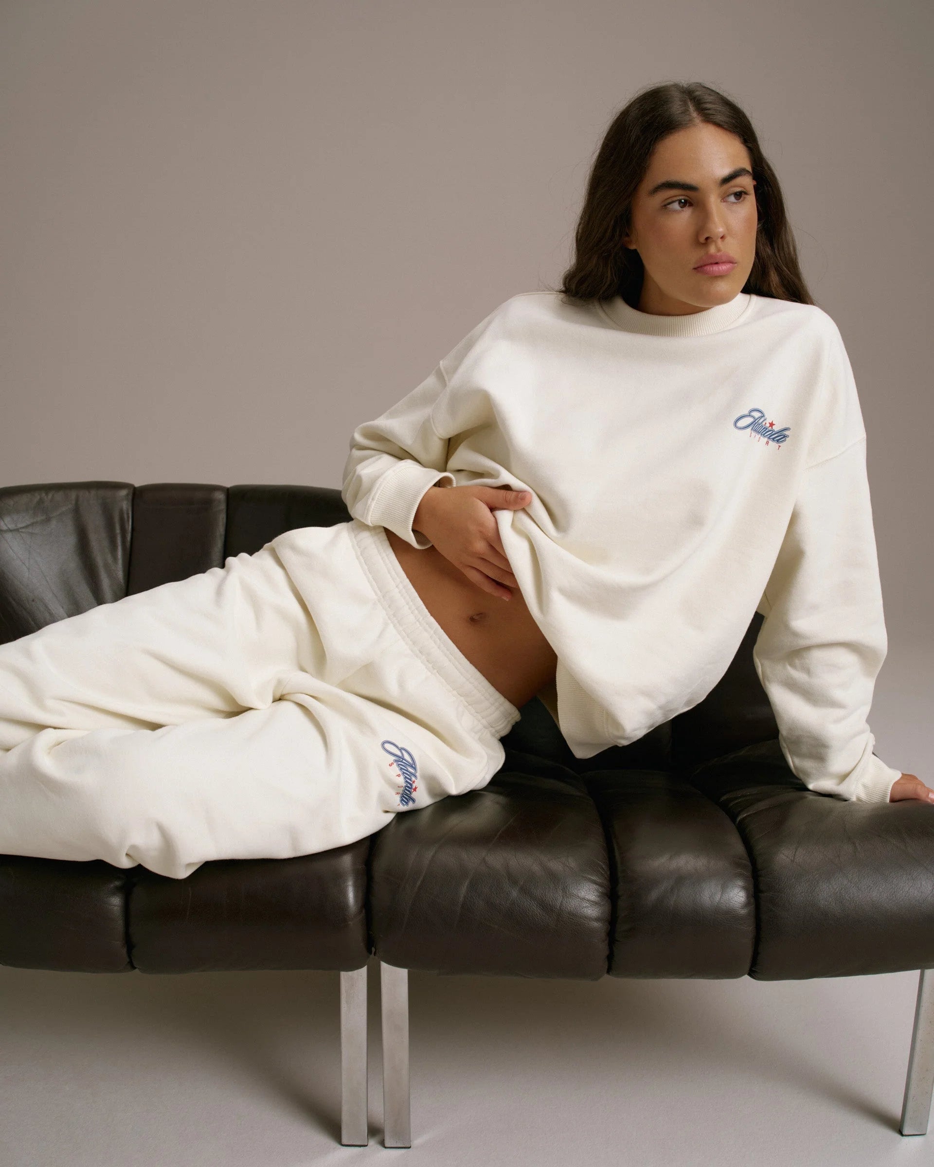 Varsity Collegiate Oversized Sweatshirt - Marshmallow White