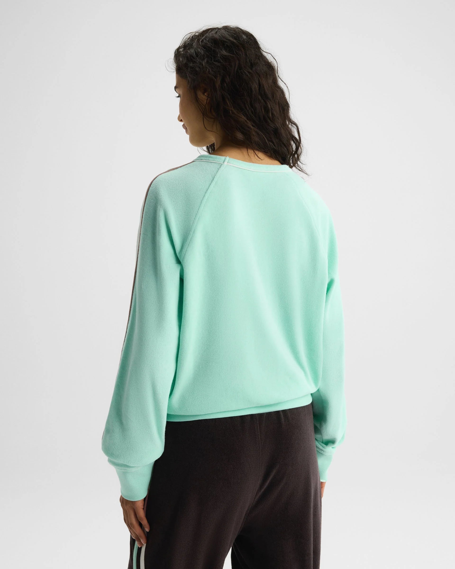 Terry Towelling V-Neck Sweatshirt - Mint Green