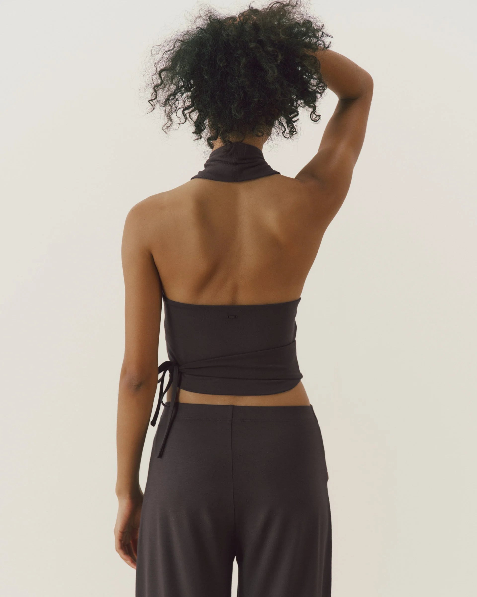 Modal Halter Wrap Top - Coffee Bean