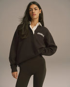 Varsity Oversized Rugby Top - Coffee Bean