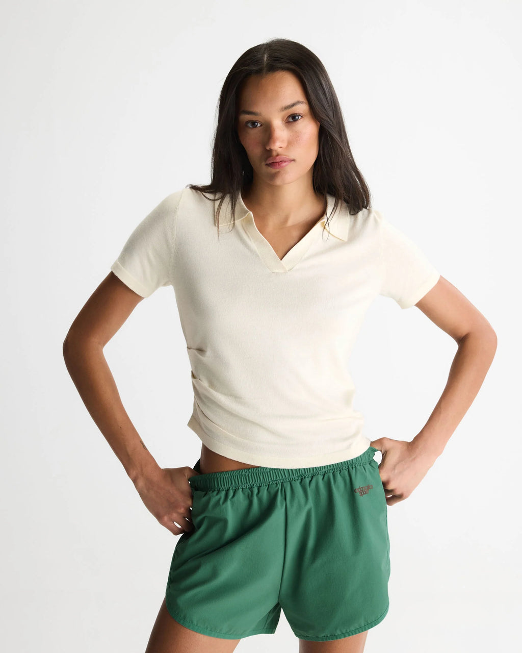 Knit Asymmetric Polo - Marshmallow White