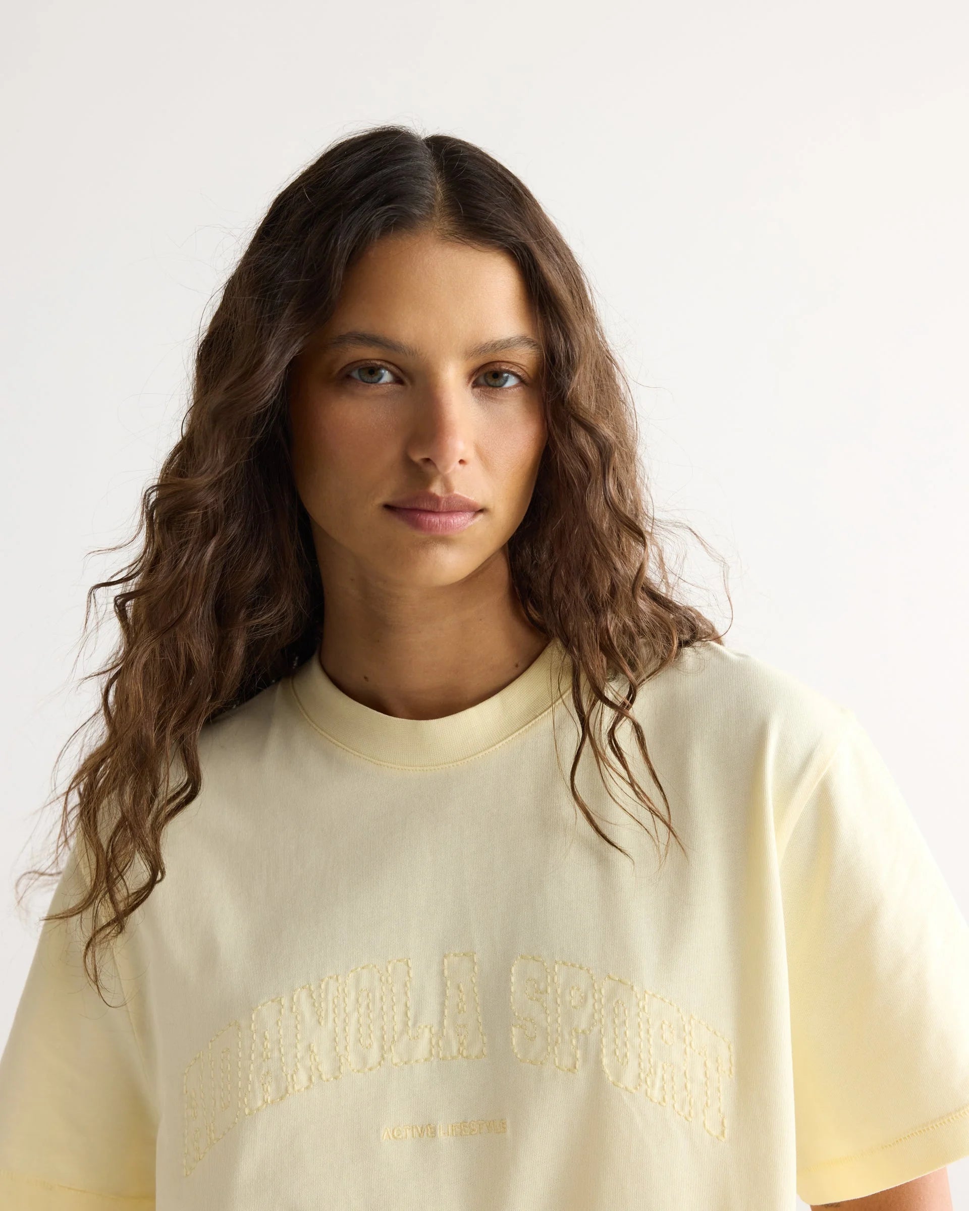 AS Stitch Detail Oversized T-shirt - Buttercream