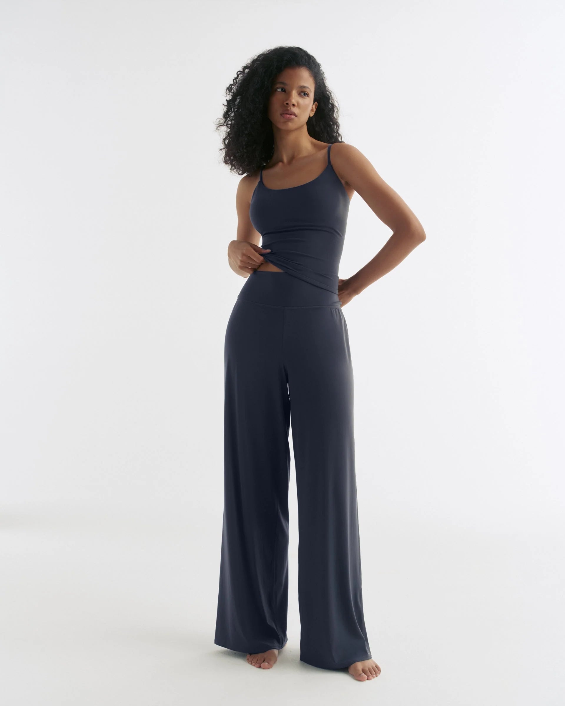 Wide Leg Yoga Pant - Midnight Blue