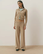 Knit Zip Through Hoodie - Almond