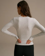 Cotton Long Sleeve Top - Grey Melange