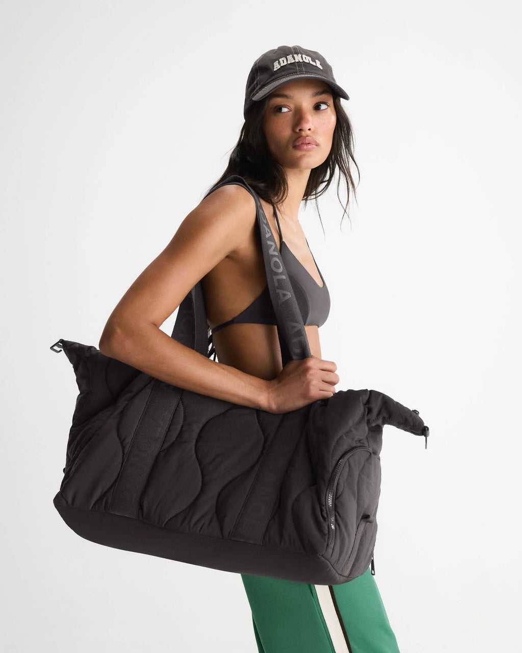 Quilted Nylon Duffle Bag - Coffee Bean