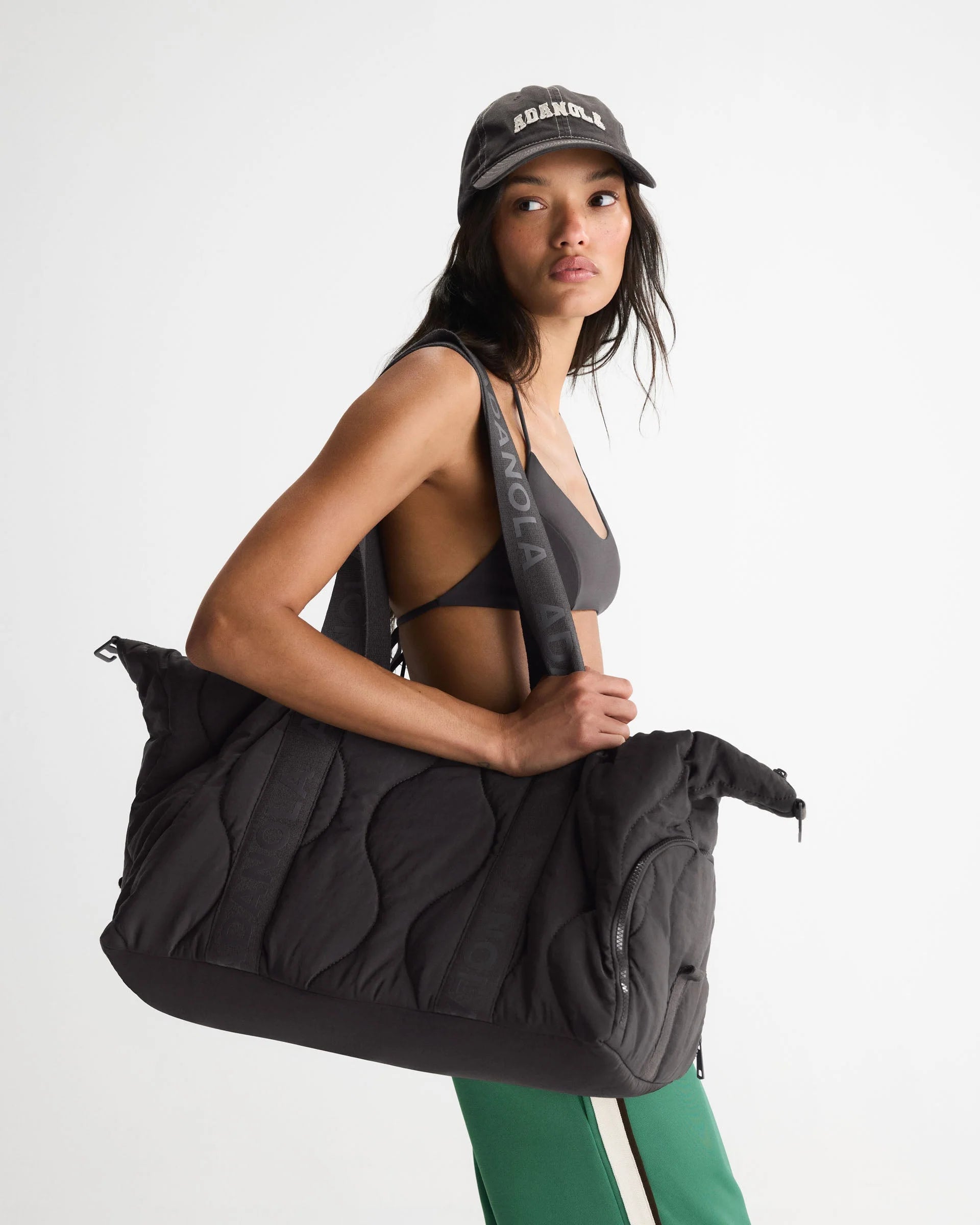 Quilted Nylon Duffle Bag - Coffee Bean
