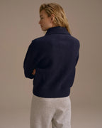 Knit Collar Cardigan - Navy Blue