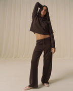 Lightweight Merino Wool Knit Trousers - Coffee Bean