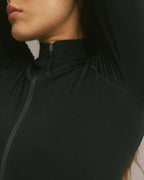 Seamless Longline Zip Up Top - Black