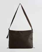 Gathered Nylon Shoulder Bag - Coffee Bean