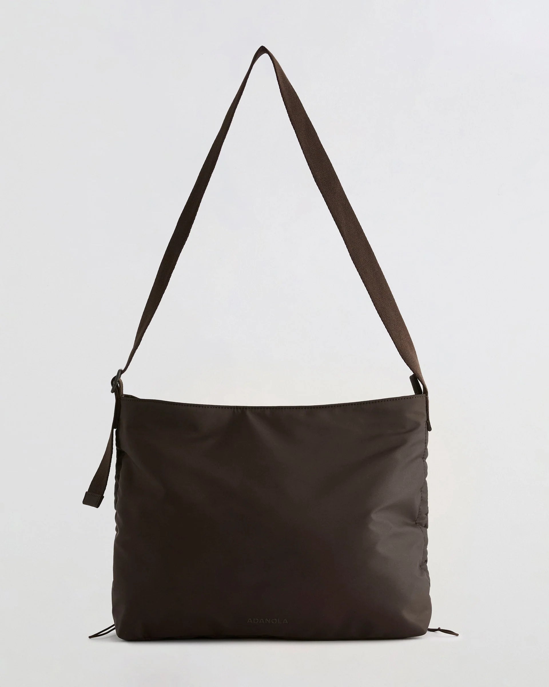 Gathered Nylon Shoulder Bag - Coffee Bean