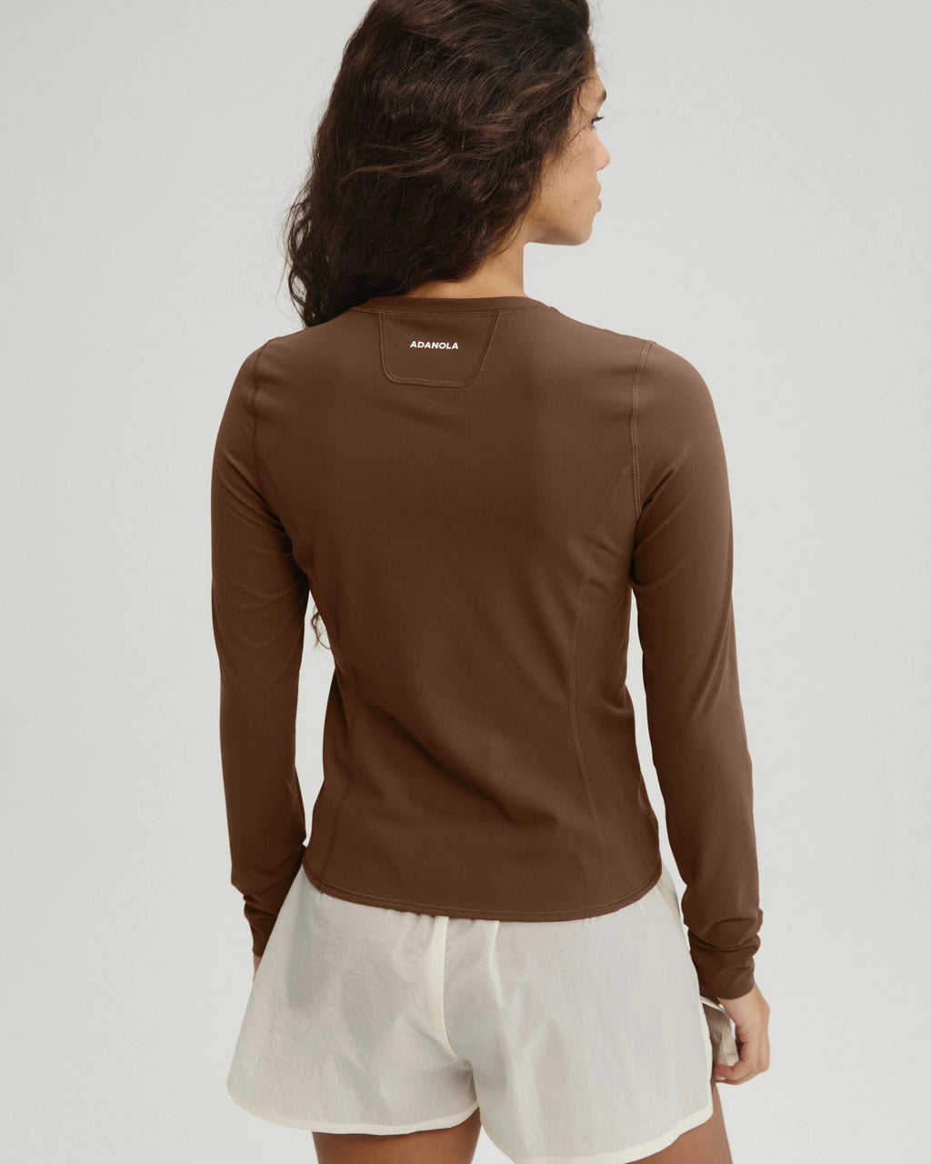 Panelled Long Sleeve Top - Mocha Brown