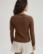 Panelled Long Sleeve Top - Mocha Brown