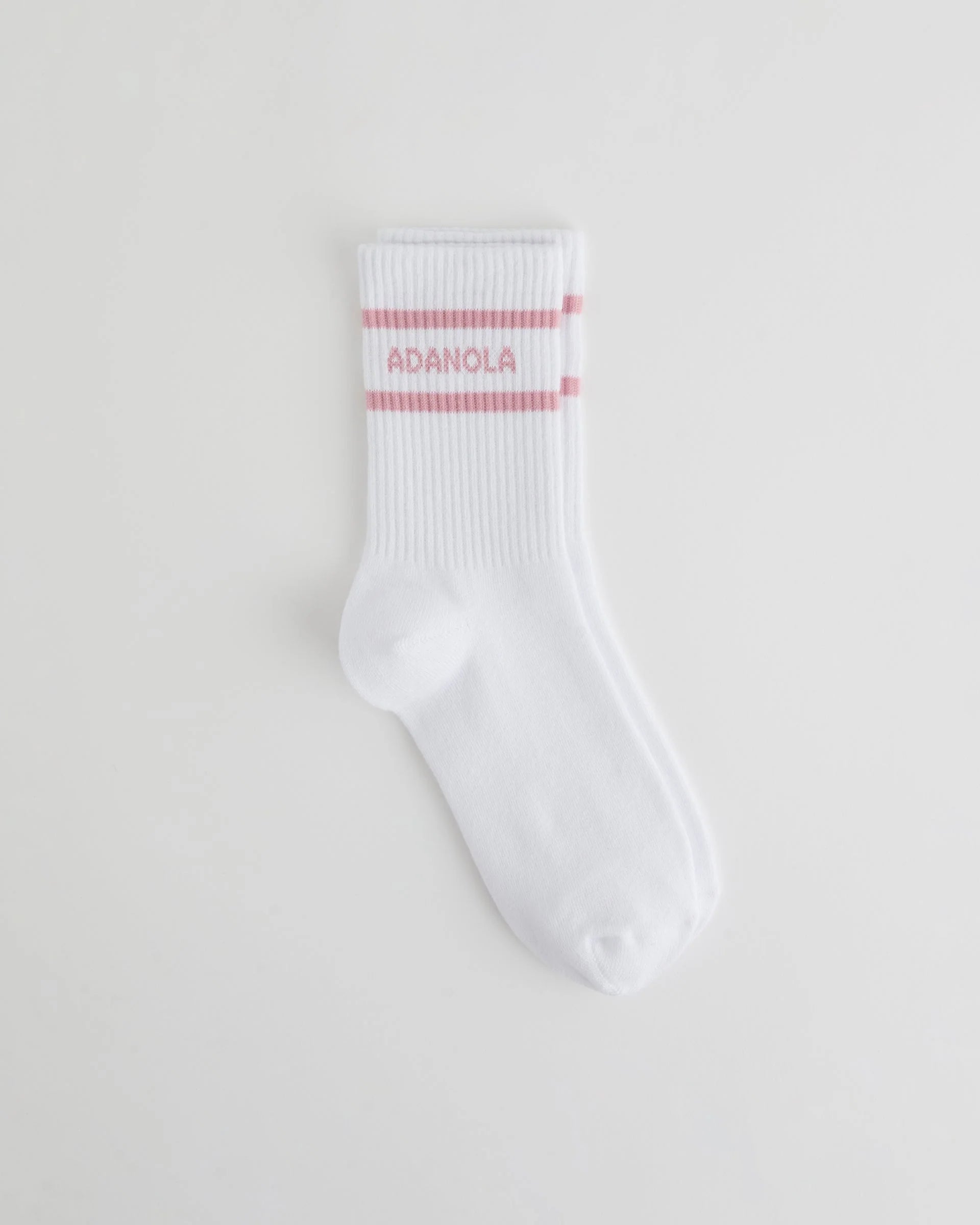Sports Stripe Socks - White/Dusty Pink