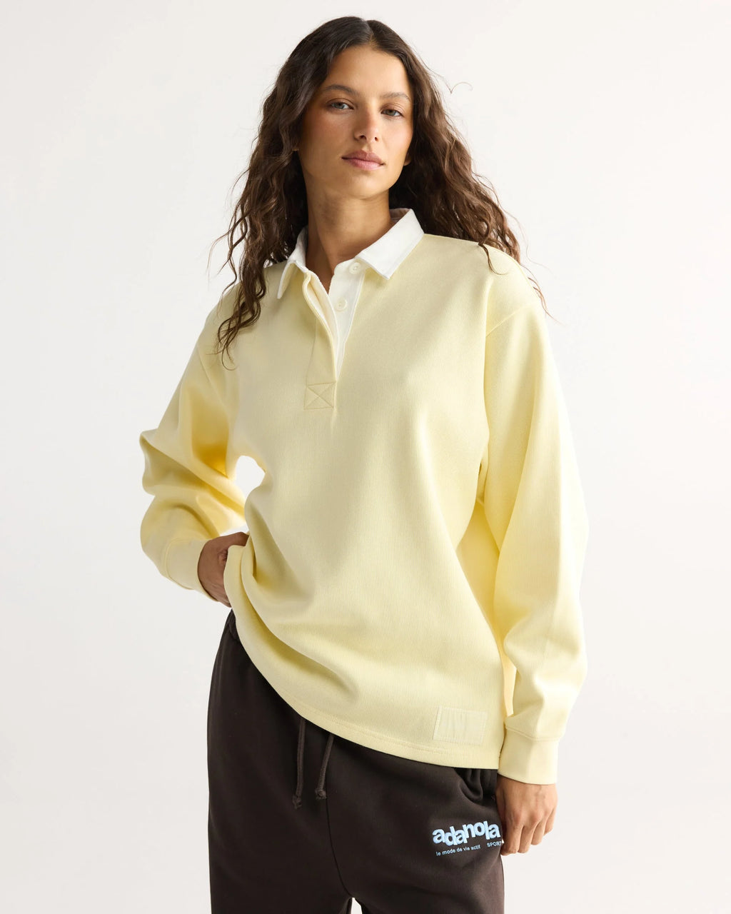 Varsity Oversized Rugby Sweatshirt - Buttercream