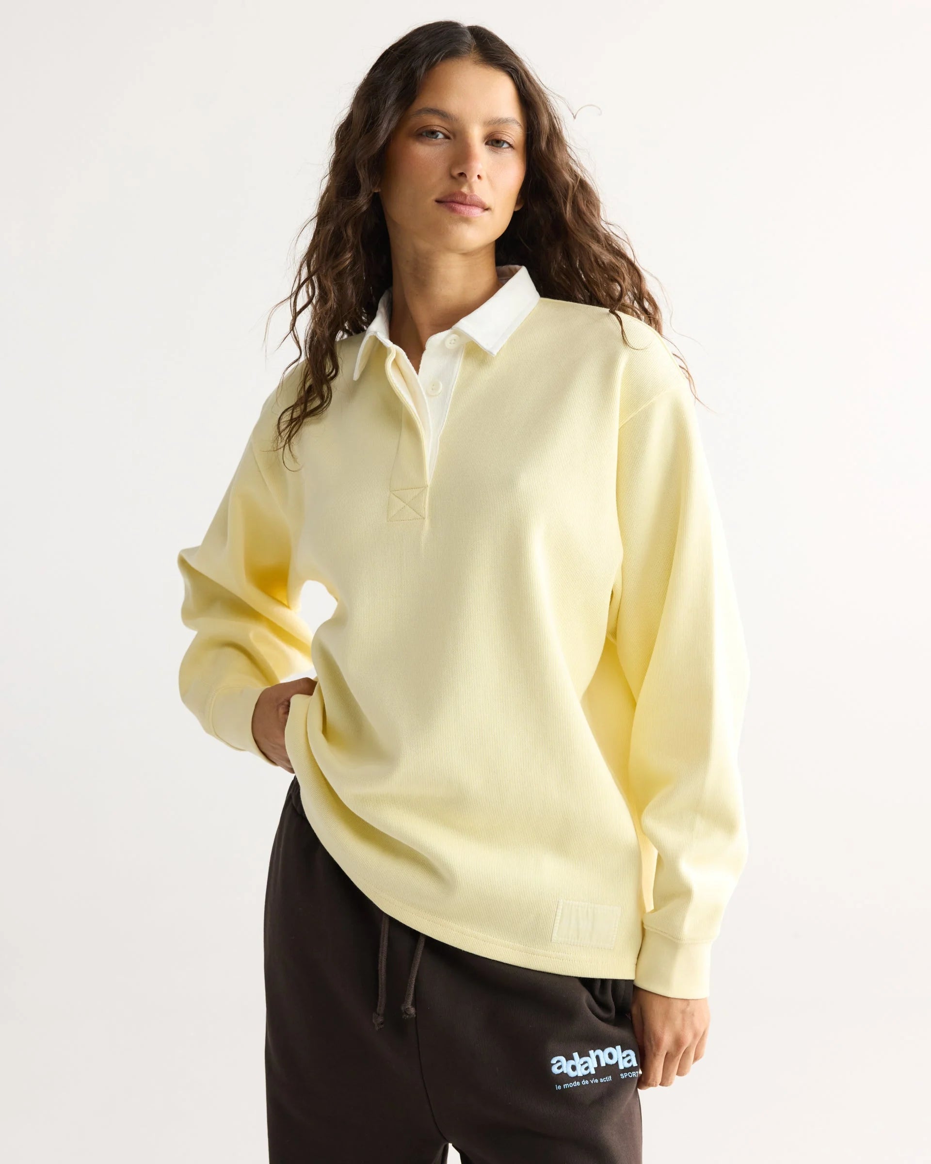 Varsity Oversized Rugby Sweatshirt - Buttercream
