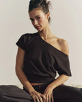 Asymmetric Knit Top - Coffee Bean