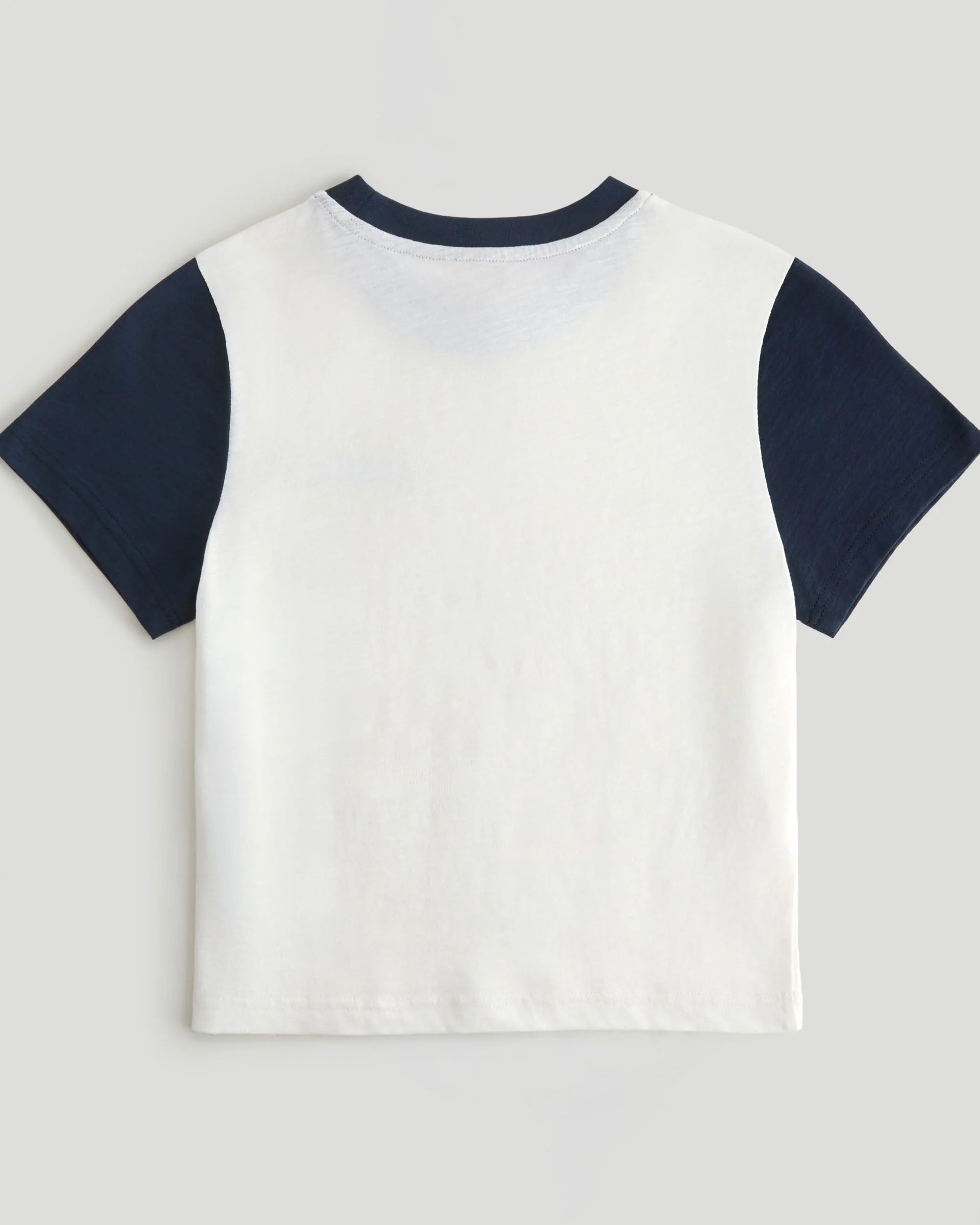 Varsity Colour Block Classic Slub T-shirt - White/Navy Blue
