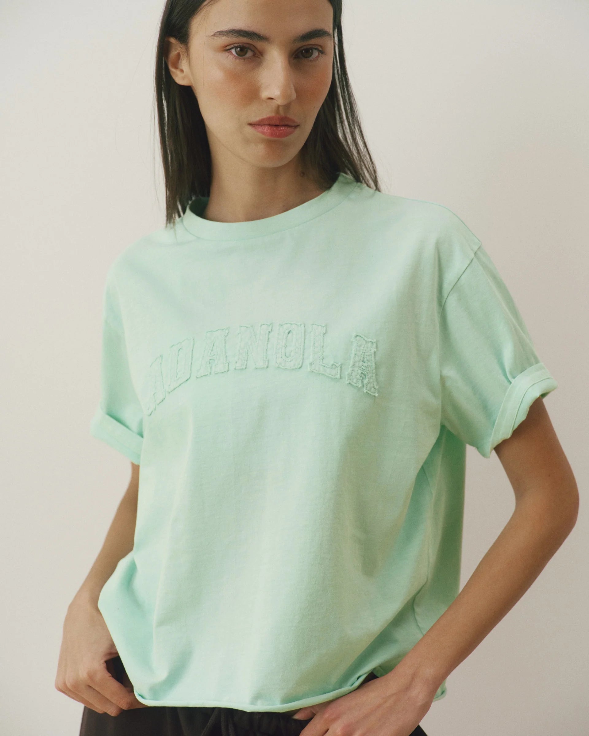 Varsity Mid-Weight Raw Hem T-shirt - Mint Green