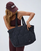 Quilted Nylon Tote Bag - Slate Grey