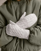 Cable Knit Mittens - Light Grey Melange