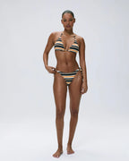 Tie Side Stripe Bikini Bottom - Coffee Bean