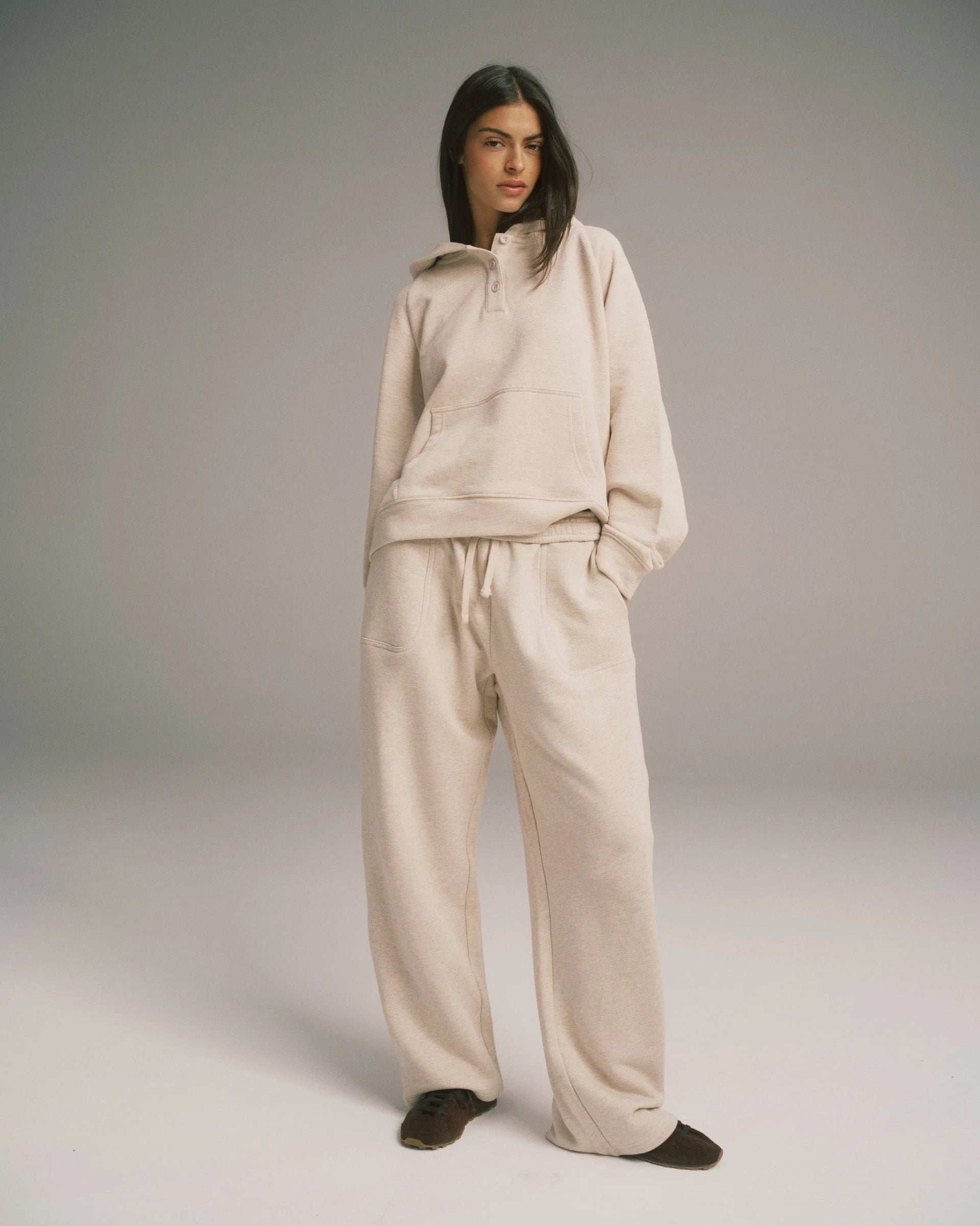 Loopback Straight Leg Sweatpants - Oatmeal Melange